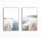 Set of 2 Ocean Coastal Beach & Ocean Waves Wall Art Print.