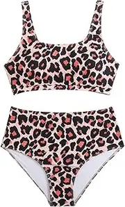 [MZEAZRK] Two Pieces Women's Swimsuit Elast Bandeau Colorful Marble High Waisted Bikini Bathing Suits Bikini Sets White