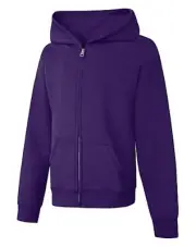 Hanes Full-Zip Hoodie Sweatshirt ComfortSoft EcoSmart 2 Pockets Purple XL 14/16