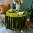 Velvet Tablecloth Luxurious Solid Round Table ClothOblong Retro Farmhouse Ruffle