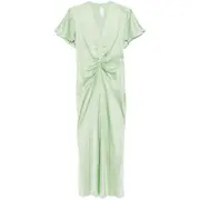 [Victoria Beckham] Victoria Beckham Gathered V-neck Midi Dress 10 UK GREEN