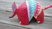 Signed Eugenia Fabian Armadillo, Oaxacan Carving, Oaxaca Mexico, Alebrije