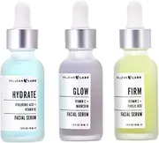Valjean Labs Facial Serum, Combo Pack of Hydrate, Glow, and Firm (30ml Bottles)