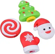 NOLITOY 4pcs Protective Phone Case Data Line Protective Case Christmas Cable Winder Saver Earphone Protection Sleeve Cover Cable Winder Protective Case Protector Protective Cover