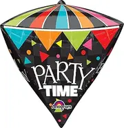 Anagram UltraShape Diamondz Happy Birthday Party Time G20 Foil Balloon, Multicolour