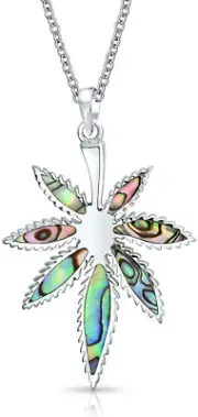 Personalized Rainbow Iridescent Inlay Abalone Shell Weed Marijuana Leaf Lever Ba