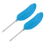 21cm/8"Feather Ballpoint Pen 2Pcs Ink Vintage Quill Pen Lake blue