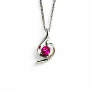 Fuchsia Pink Drop Swarovski Elements Crystal Necklace 18K White Gold Plated