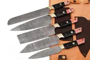 KnifeArt Custom Handmade Damascus steel Chef Knife set Horn + Resin Handles