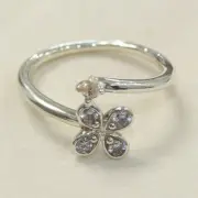 AUTHENTIC PANDORA FOUR PETAL FLOWER TWISTED RING CHOOSE SIZE 197988CZ W SUEDE PO