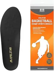 Sport Athletic Shoe Insoles for Basketball Shock Absorption Inserts Performance Insoles Comport Insoles WOODSAIR CHAMP insole, Black, 9.5-10 WOMEN / 8.5-9 MEN