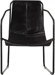 Camping Sunloungers Reclining Patio ChairsBlack Real Leather Relaxing Armchair