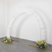 2 WHITE Fitted Spandex Half Crescent Moon Arch BACKDROP STAND Events Wedding