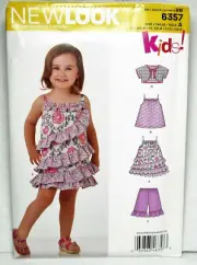 Toddler Dress Shrug Top Shorts Bloomers Size 1/2 1 2 3 4 Uncut New Look 6357