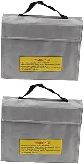 2 Pcs Safety Bag Fireproof Explosion Proof PVC Fiber Effective Air Isolation Battery Safety Sack for Charging and Storing Most Types of Batteries with Charging Hole