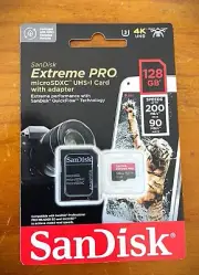 SanDisk 128GB Extreme PRO microSDXC Memory Card A2 V30 4K UHD 200MB/s ‎Class 10