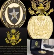 Camp Casey US ARMY 2nd Infantry Coin Military US SELLER With Retirement Award