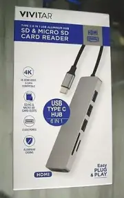 VIVITAR USE TYP C HUB 6 IN 1 MICRO SD & MICRO SD CARD READER 4K HDMI 3 USB PORT