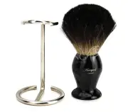 Men New Pure Black Badger Hairs Shaving Brush & Brush Stand by Haryali London