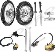 YC Yier 630mm Front Forks Shock Triple Clamps + 14" 12" Wheel 80/100-12 60/100-14 Tire and Rim Disc Brake Assembly for Mini Pit Dirt Bike Monkey Trail Razor 70cc 90cc 110cc 125cc CRF XR SSR