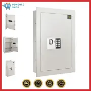 Digital Wall Safe – Flat, Electronic, Steel, Keypad, 2 Manual Override Keys –...