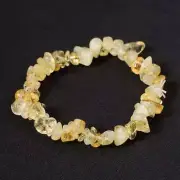 Natural Citrine Quartz Gravel Bracelet Crystal Bangle Stretchy Gem Hand Strings