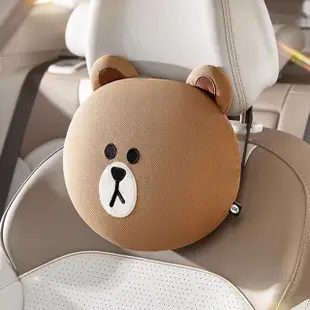 【LINE FRIENDS】熊大兔兔莎莉造型記憶棉汽車頭枕護頸枕(車用頭枕 車用靠枕 護頸頭枕)