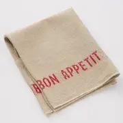 Serviettes Set of Six 100% French Linen Napkins Bon Appetit Rouge by Charvet Editions