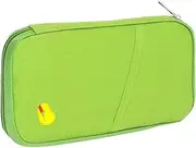 [Beavorty] 1PC Multifunction Green Travel Wallet Case Document Holder for Passport Id Cash and Photos Durable Canvas Design for Business Trips and Travel