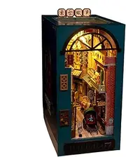 Generico Bookshelf Nook Kit, Miniature House Kit with LED Light, Wooden Puzzle for Adults, Bookshelf Insert Decor, Miniature House Puzzle Kit, LED Light Bookshelf Nook, Wooden Puzzle Kit, Booksh