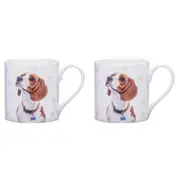 2x Ashdene Paws & All 380ml Mug Coffee Drink Cup w/Handle New Bone China Beagle