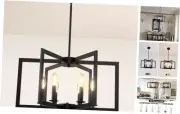 Modern Chandelier Geometric Dining Room Light Fixture, Industrial 6-Light Black
