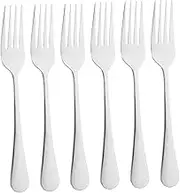 SHOWERORO Practical Stainless Steel Fork Set 6 Pc Dinner Forks for Steak Salad Dessert BBQ