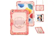 2019 iPad 7th Gen 10.2 Inch Full-Body Drop Protection Cover with Screen Protector & Shoulder Strap-Pink Camo