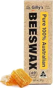 Gilly’s Pure Australian Beeswax Block 50g - 100% Food-Safe Wax for Candles, Soap Making, Crafts | Beeswax Wraps & Furniture Care | Rich Honey Aroma, No Petrochemicals