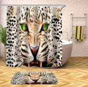 Scary White Roaring Leopard Shower Curtain
