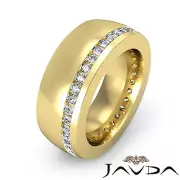 Round Diamond Channel Mens Ring 8.5mm Eternity Wedding Band 18k Yellow Gold 1Ct