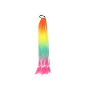 2 Pcs rainbow overhead tail colorful braids ponytail hair extensions with elastic band false pigtail