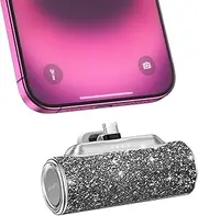 4smarts Mini Portable Charger USB C Small Power Bank 4500mAh, Bling Cute Battery Pack for iPhone 16 15 /Pro/Pro Max/Plus, Samsung Galaxy S24/S23/S22, Android Cell Phone etc, Shiny Black
