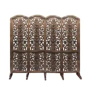 Floral design 4 panel folding room divider screen with stands,Handmade partition
