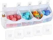 MLqkpwy Bathtub Toy Storage Box - Toddler Bathroom Toys Organizer | Easy Access Quick Draining Bag with 4 Compartments for Hotel, Pool, Park, Daycare
