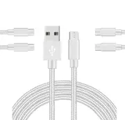 Catzon 1M 2M 3M 5Packs Micro USB Cable Nylon Braided Phone Cable Fast Charger Cable USB Cord -Silver