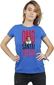 [Absolute Cult] Elf Women's OMG Santa I Know Him T-Shirt Royal Blue Large