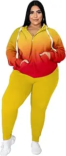 [Tycorwd] Women's Plus Size Two Piece Outfits Sweatsuits Sets Long Sleeve Loungewear Tracksuit Sets