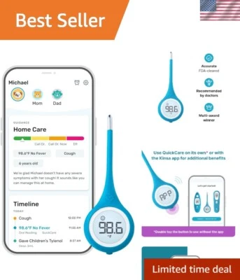 QuickCare Smart Thermometer - FDA Cleared, Bluetooth Enabled, Family Friendly