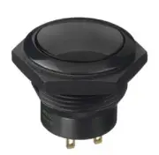 Apem PUSH BUTTON SWITCH 200mA Latching,Momentary DPDT, Solder Lug, Round BLACK