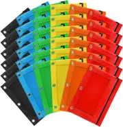 120 Pack Pencil Pouch for 3 Ring Binder, Zipper Pencil Pouches/Case in Assorted