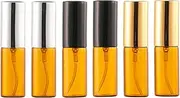 FRCOLOR Empty Amber Glass Spray Bottles 6Pcs 5ml Refillable Travel Containers for Essential Oils, Cleaning Products, Aromatherapy, Durable Black Trigger Sprayer Fine Mist