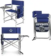 PICNIC TIME NFL Dallas Cowboys Sports Chair with Side Table, Beach Chair, Camp Chair for Adults, (Navy Blue)