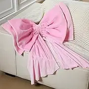 Weysat Large Pink Bow Soft Velvet Big Coquette Bow Decoration for Party Room Wall Decor, Giant Velvet Tie Hanging Birthday Party Gift Wedding Sofa Bedroom Living Room